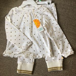 SALE* C&C California gold foil polkadot outfit NWT
